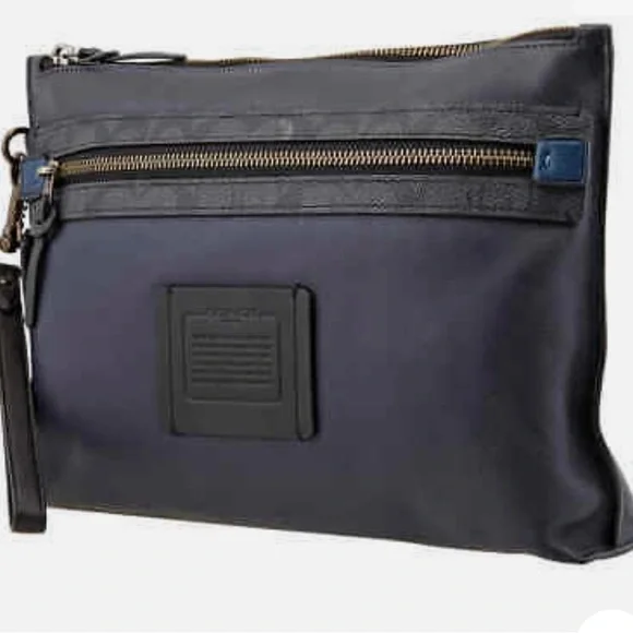 Coach Signature Canvas Blocking Academy Pouch